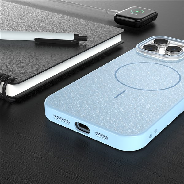 Glitter Thin Mag case for iPhone 17 Pro 6,3&quot blue