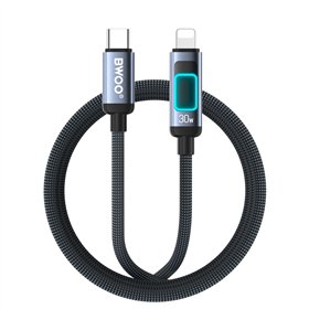 BWOO X324CL braided fast charging cable with light display PD 27W USB-C - Lightning