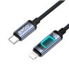 BWOO X324CL braided fast charging cable with light display PD 27W USB-C - Lightning