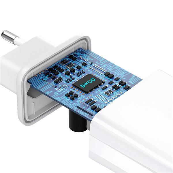 BWOO wall charger CDA182 QC 38W 1x USB-A + 1x USB-C white