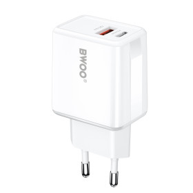 BWOO wall charger CDA182 QC 38W 1x USB-A + 1x USB-C with USB-C C-Lightning cable 1 m black