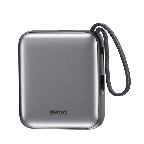BWOO power bank P74 22.5W 10000 mAh with 2 built-in cables 1 x USB-C 1 x Lightning black