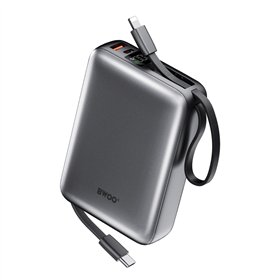 BWOO power bank P73 22.5W 20000 mAh with 2 built-in cables 1 x USB-C 1 x Lightning black