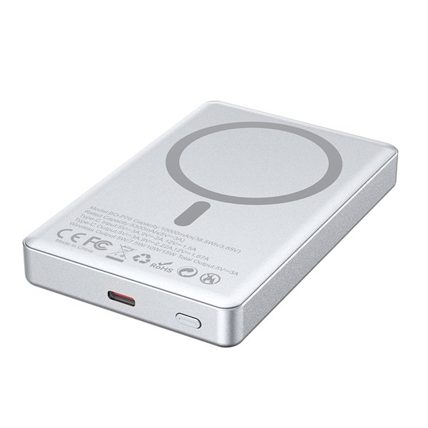 BWOO magnetic power bank P76 PD 20W 10000 mAh with digital display and USB-C port black