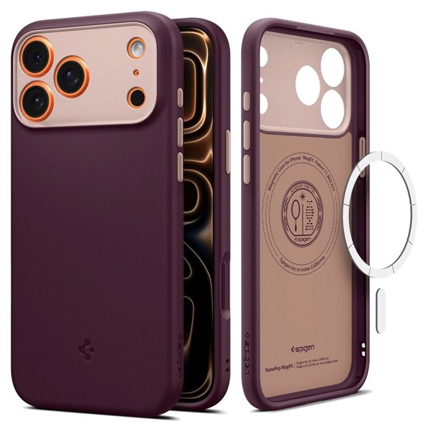 Spigen Nano Pop Mag Magsafe case for iPhone 17 Pro Burgundy Bean