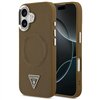 Guess Case Magsafe PU Leather Case With Triangle Logo Silver Metal Camera Frame For iPhone 17 Brown