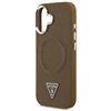 Guess Case Magsafe PU Leather Case With Triangle Logo Silver Metal Camera Frame For iPhone 17 Brown