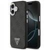 Guess Case Magsafe 4G PU Leather Case With Triangle Logo And Silver Metal Camera Frame For iPhone 17 Black