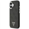 Guess Case Magsafe 4G PU Leather Case With Triangle Logo And Silver Metal Camera Frame For iPhone 17 Black