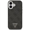 Guess Case Magsafe 4G PU Leather Case With Triangle Logo And Silver Metal Camera Frame For iPhone 17 Black