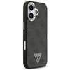 Guess Case Magsafe 4G PU Leather Case With Triangle Logo And Silver Metal Camera Frame For iPhone 17 Black
