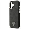 Guess Case Magsafe 4G PU Leather Case With Triangle Logo And Silver Metal Camera Frame For iPhone 17 Black