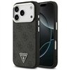 Guess Case Magsafe 4G PU Leather Case With Triangle Logo And Silver Metal Camera Frame For iPhone 17 Pro Black