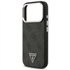 Guess Case Magsafe 4G PU Leather Case With Triangle Logo And Silver Metal Camera Frame For iPhone 17 Pro Black