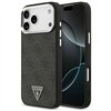 Guess Case Magsafe 4G PU Leather Case With Triangle Logo And Silver Metal Camera Frame For iPhone 17 Pro Max Black