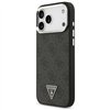Guess Case Magsafe 4G PU Leather Case With Triangle Logo And Silver Metal Camera Frame For iPhone 17 Pro Max Black