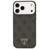 Guess Case Magsafe 4G PU Leather Case With Triangle Logo And Silver Metal Camera Frame For iPhone 17 Pro Max Black