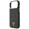Guess Case Magsafe 4G PU Leather Case With Triangle Logo And Silver Metal Camera Frame For iPhone 17 Pro Max Black