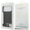Guess Case Magsafe 4G PU Leather Case With Triangle Logo And Silver Metal Camera Frame For iPhone 17 Pro Max Black