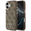 Guess Case Magsafe 4G PU Leather Case With Triangle Logo And Silver Metal Camera Frame For iPhone 17 Brown