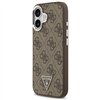 Guess Case Magsafe 4G PU Leather Case With Triangle Logo And Silver Metal Camera Frame For iPhone 17 Brown