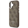 Guess Case Magsafe 4G PU Leather Case With Triangle Logo And Silver Metal Camera Frame For iPhone 17 Brown