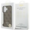 Guess Case Magsafe 4G PU Leather Case With Triangle Logo And Silver Metal Camera Frame For iPhone 17 Brown
