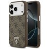 Guess Case Magsafe 4G PU Leather Case With Triangle Logo And Silver Metal Camera Frame For iPhone 17 Pro Brown