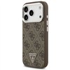 Guess Case Magsafe 4G PU Leather Case With Triangle Logo And Silver Metal Camera Frame For iPhone 17 Pro Brown