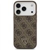 Guess Case Magsafe 4G PU Leather Case With Triangle Logo And Silver Metal Camera Frame For iPhone 17 Pro Brown