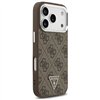 Guess Case Magsafe 4G PU Leather Case With Triangle Logo And Silver Metal Camera Frame For iPhone 17 Pro Brown