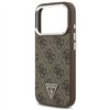 Guess Case Magsafe 4G PU Leather Case With Triangle Logo And Silver Metal Camera Frame For iPhone 17 Pro Brown