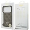 Guess Case Magsafe 4G PU Leather Case With Triangle Logo And Silver Metal Camera Frame For iPhone 17 Pro Brown