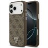 Guess Case Magsafe 4G PU Leather Case With Triangle Logo And Silver Metal Camera Frame For iPhone 17 Pro Max Brown