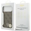 Guess Case Magsafe 4G PU Leather Case With Triangle Logo And Silver Metal Camera Frame For iPhone 17 Pro Max Brown