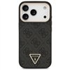 Guess Case Magsafe 4G PU Leather Case With Triangle Logo And Gold Metal Camera Frame For iPhone 17 Pro Brown