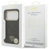Guess Case Magsafe 4G PU Leather Case With Triangle Logo And Gold Metal Camera Frame For iPhone 17 Pro Brown