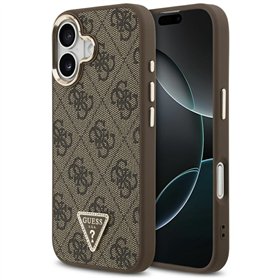 Guess Case Magsafe 4G PU Leather Case With Triangle Logo And Gold Metal Camera Frame For iPhone 17 Black