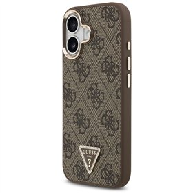 Guess Case Magsafe 4G PU Leather Case With Triangle Logo And Gold Metal Camera Frame For iPhone 17 Black