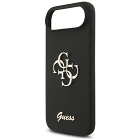 Guess Case Magsafe 4G PU Leather Case With Triangle Logo And Gold Metal Camera Frame For iPhone 17 Black
