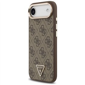 Guess Case Magsafe 4G PU Leather Case With Triangle Logo And Gold Metal Camera Frame For iPhone 17 Air Black