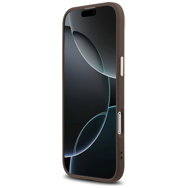 Guess Case Magsafe 4G PU Leather Case With Triangle Logo And Gold Metal Camera Frame For iPhone 17 Air Black