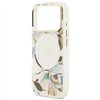 Guess Case Magsafe IML Case Glitter Flowers And Triangle With Metal Camera Frame And Buttons For iPhone 17 Pro Max White
