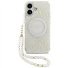 Guess Case Magsafe IML Case Flowers Electroplated Allover With Beads Strap For iPhone 17 White