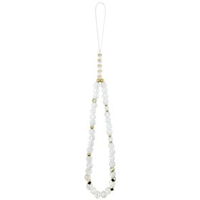 Guess Case Magsafe IML Case Flowers Electroplated Allover With Beads Strap For iPhone 17 White