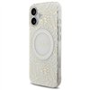 Guess Case Magsafe IML Case Flowers Electroplated Allover With Beads Strap For iPhone 17 White