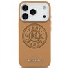 Karl Lagerfeld case Magsafe PU case with Karl round point logo metal camera buttons and logo for iPhone 17 Pro brown