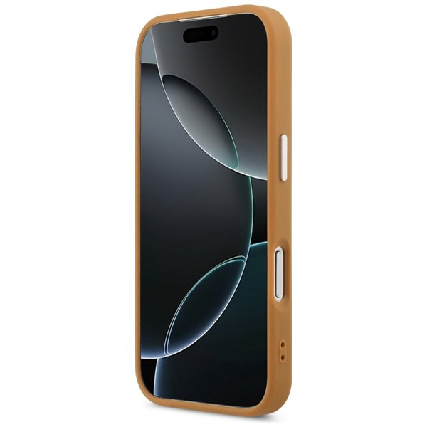 Karl Lagerfeld case Magsafe PU case with Karl round point logo metal camera buttons and logo for iPhone 17 Pro brown