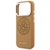 Karl Lagerfeld case Magsafe PU case with Karl round point logo metal camera buttons and logo for iPhone 17 Pro brown