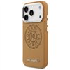 Karl Lagerfeld case Magsafe PU case with Karl round point logo metal camera buttons and logo for iPhone 17 Pro Max brown